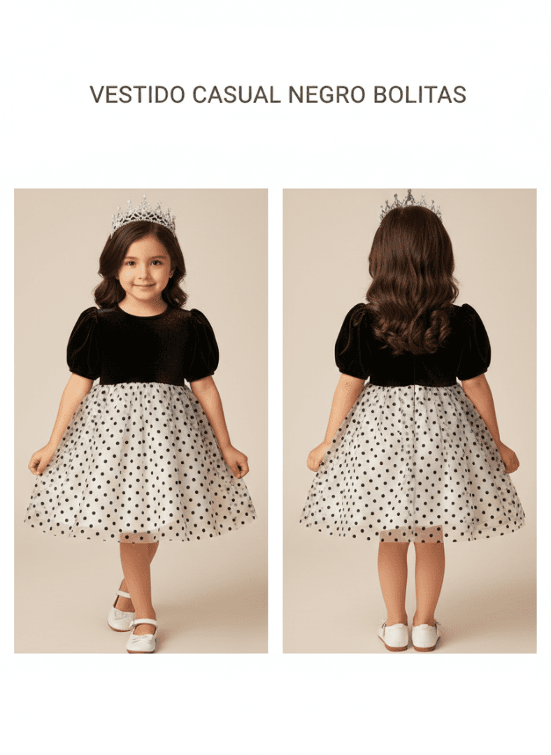 Vestidos Casuales Colores — 2 - NEGRO BOLITA