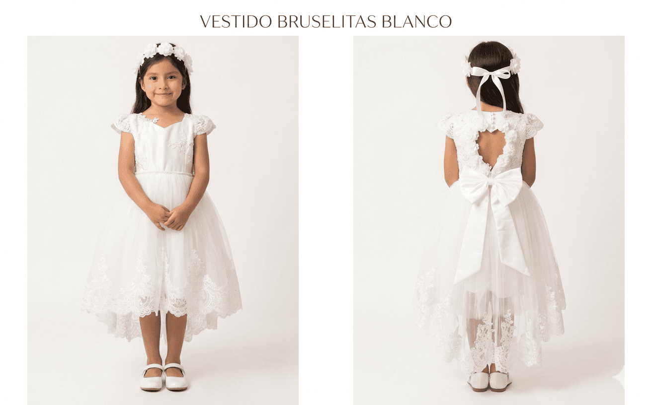 Vestido Bruselitas Blanco (Tallas 10-16) — 10,12,14,16