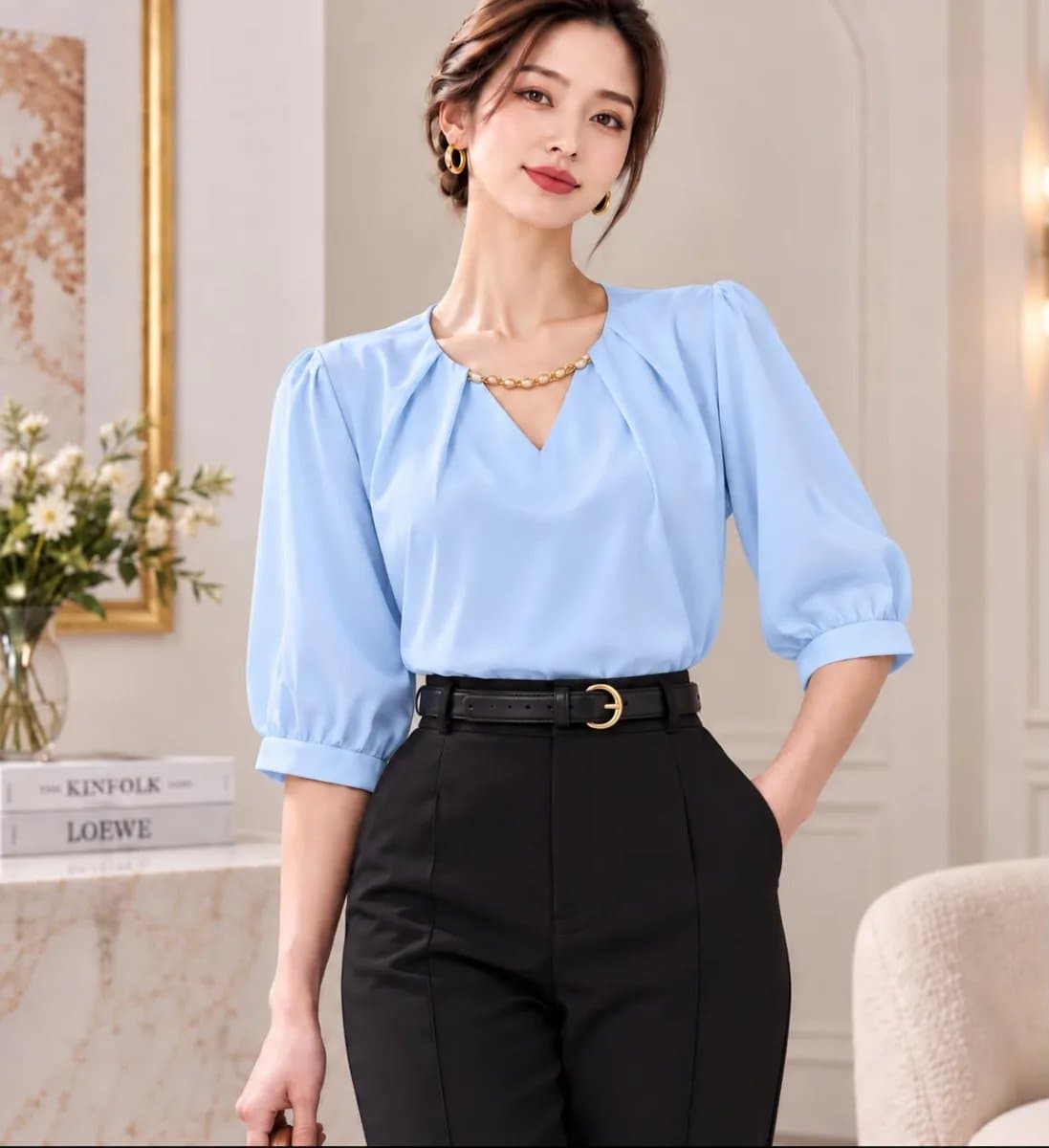 Blusa Ingrid — Blusa Ingrid - Celeste Bebé - M