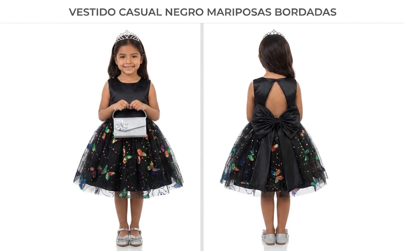 Casual negro mariposas bordadas