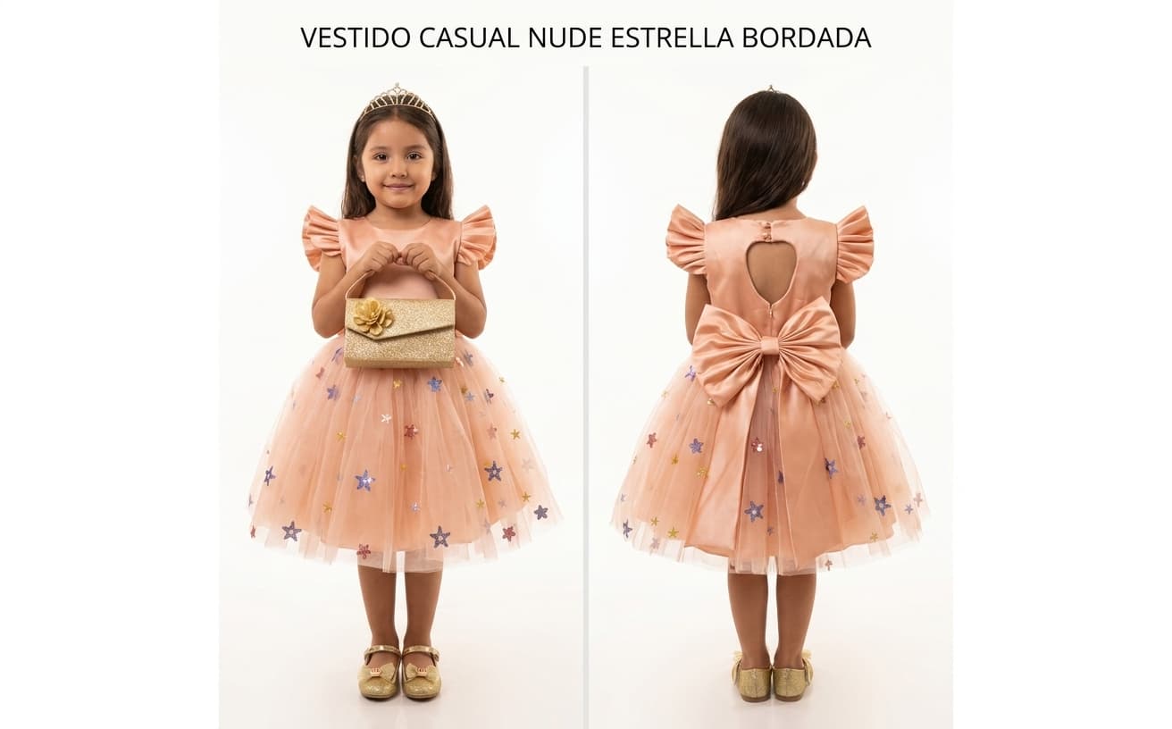 Casual nude estrella bordada