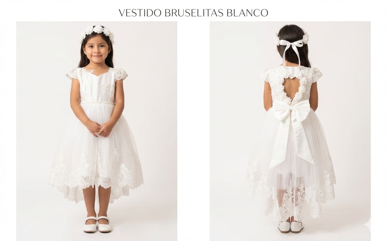 Vestido Bruselas Blanco — Vestido Bruselas Blanco - Talla 2